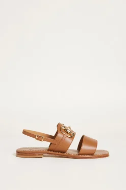 Sandalo basso in pelle - Marrone