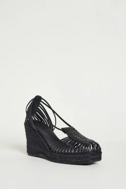 Sandalo in pelle intrecciata - Nero