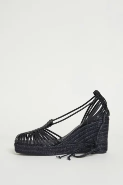 Sandalo in pelle intrecciata - Nero