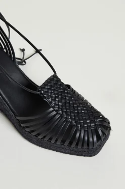 Sandalo in pelle intrecciata - Nero