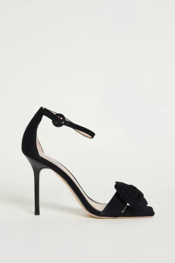 Sandalo in pelle scamosciata - Nero