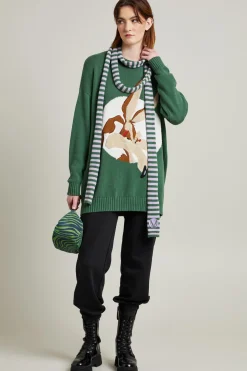 Sciarpa a righe con patchwork - Lilla Verde