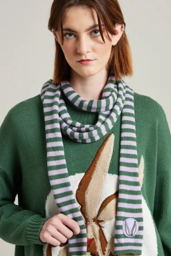 Sciarpa a righe con patchwork - Lilla Verde