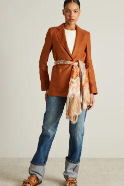 Sciarpa con motivo lamè - Beige Arancione