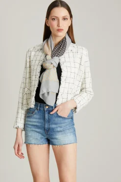 Sciarpa con stampa geometrica all over - Grigio