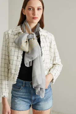 Sciarpa con stampa geometrica all over - Grigio