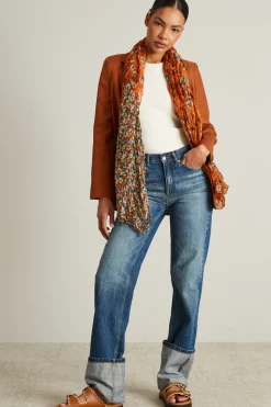 Sciarpa goffrata con stampa all over - Arancione