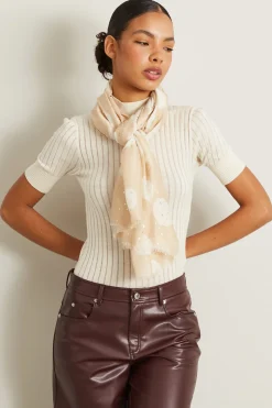 Sciarpa pois con motivo lamè - Beige