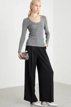 Serafino in maglia laminata - Grigio
