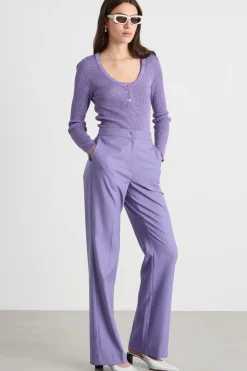 Serafino in maglia laminata - Viola