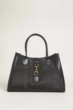 Shopper effetto rafia - Nero