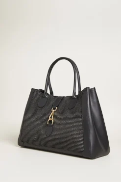 Shopper effetto rafia - Nero