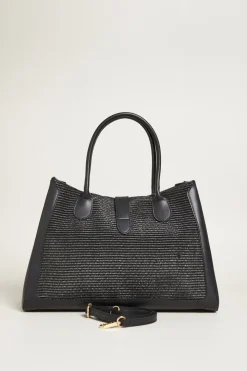 Shopper effetto rafia - Nero