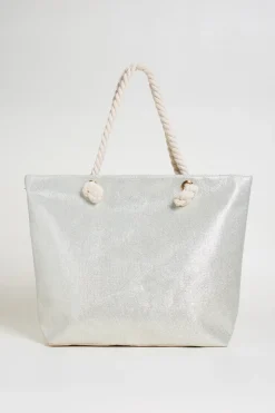 Shopping bag bicolore - Argento Beige