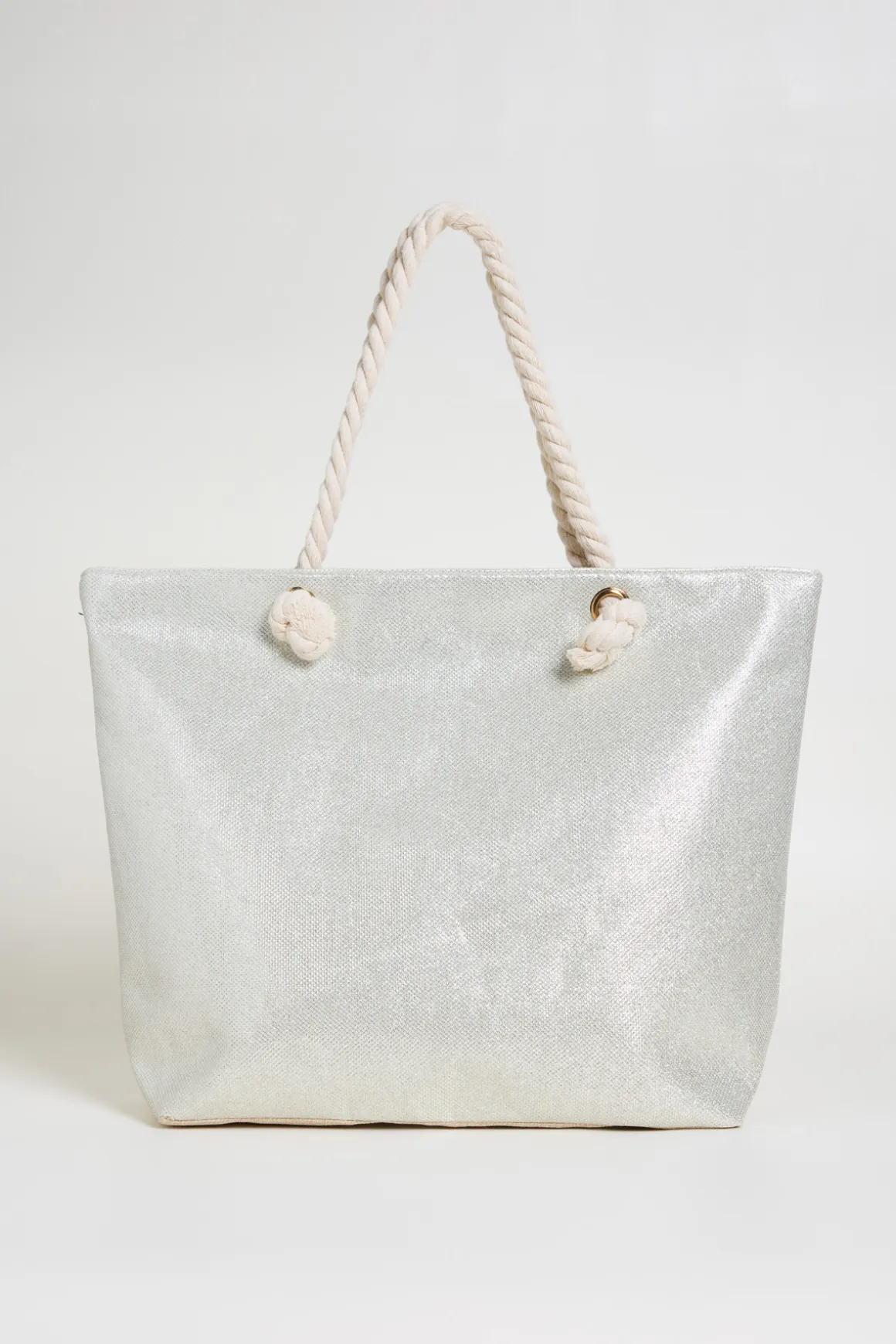 Shopping bag bicolore - Argento Beige