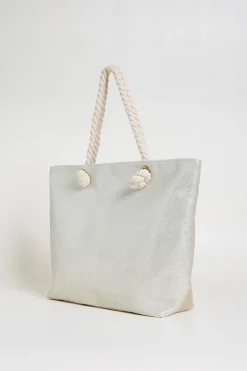 Shopping bag bicolore - Argento Beige