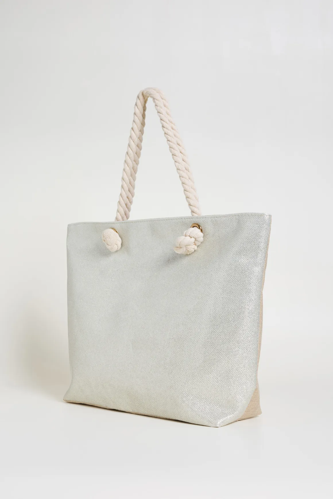 Shopping bag bicolore - Argento Beige