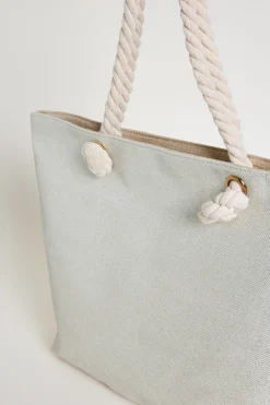 Shopping bag bicolore - Argento Beige
