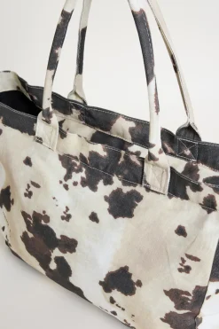 Shopping bag in tela - Marrone Bianco