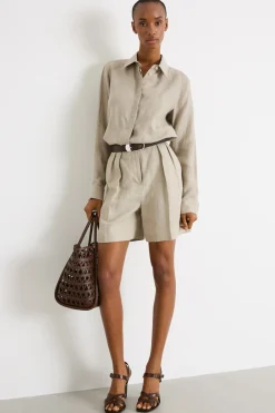 Short con doppia pince - Beige