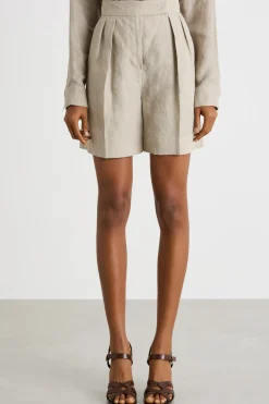 Short con doppia pince - Beige