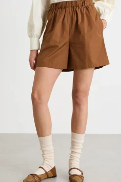 Short in popeline - Marrone