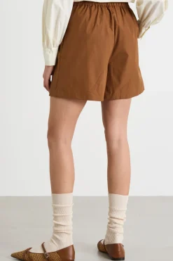 Short in popeline - Marrone