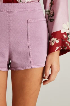 Shorts in bull con maxi tasche - Lilla