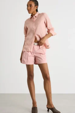 Shorts in gabardina di cotone - Rosa