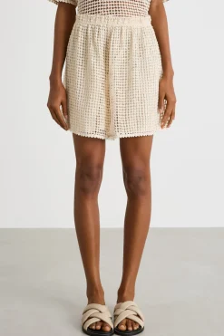 Shorts in jersey macramè - Bianco