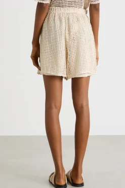 Shorts in jersey macramè - Bianco