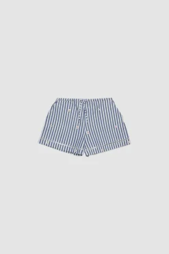 Shorts in popeline a righe BAMBINI - Blu Bianco