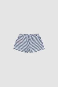 Shorts in popeline a righe BAMBINI - Blu Bianco