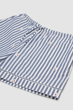 Shorts in popeline a righe BAMBINI - Blu Bianco