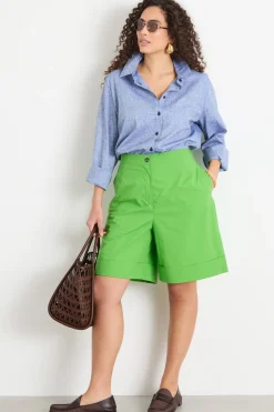 Shorts in popeline - Verde