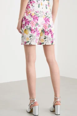 Shorts in raso stampato - Bianco Rosa