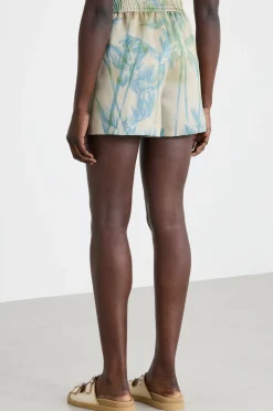 Shorts in raso - Verde Beige