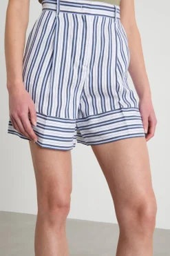 Shorts in tela - Bianco Blu