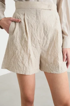 Shorts in tela di lana - Beige