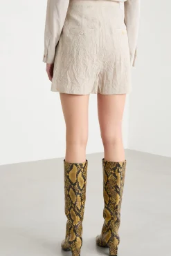 Shorts in tela di lana - Beige