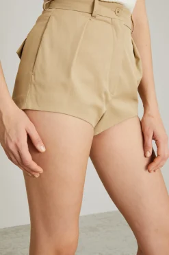 Shorts in twill di viscosa - Beige