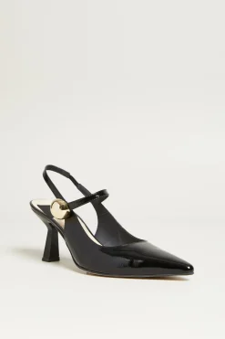 Slingback con maxi bottone - Nero