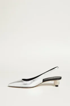 Slingback in nappa laminata - Argento