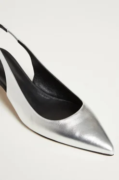 Slingback in nappa laminata - Argento