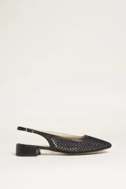 Slingback in tessuto lavorato - Nero