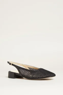 Slingback in tessuto lavorato - Nero