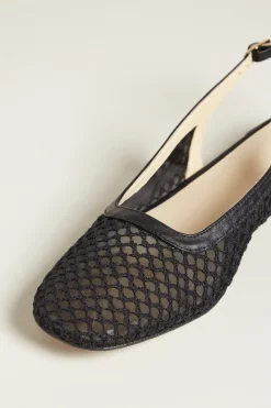 Slingback in tessuto lavorato - Nero
