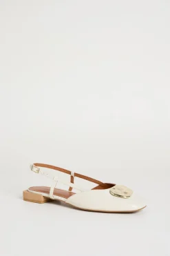 Slingback basse con gioiello - Bianco