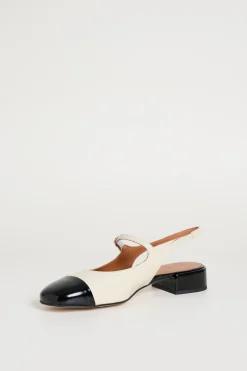 Slingback bicolore - Bianco Nero
