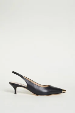 Slingback con punta in metallo - Nero